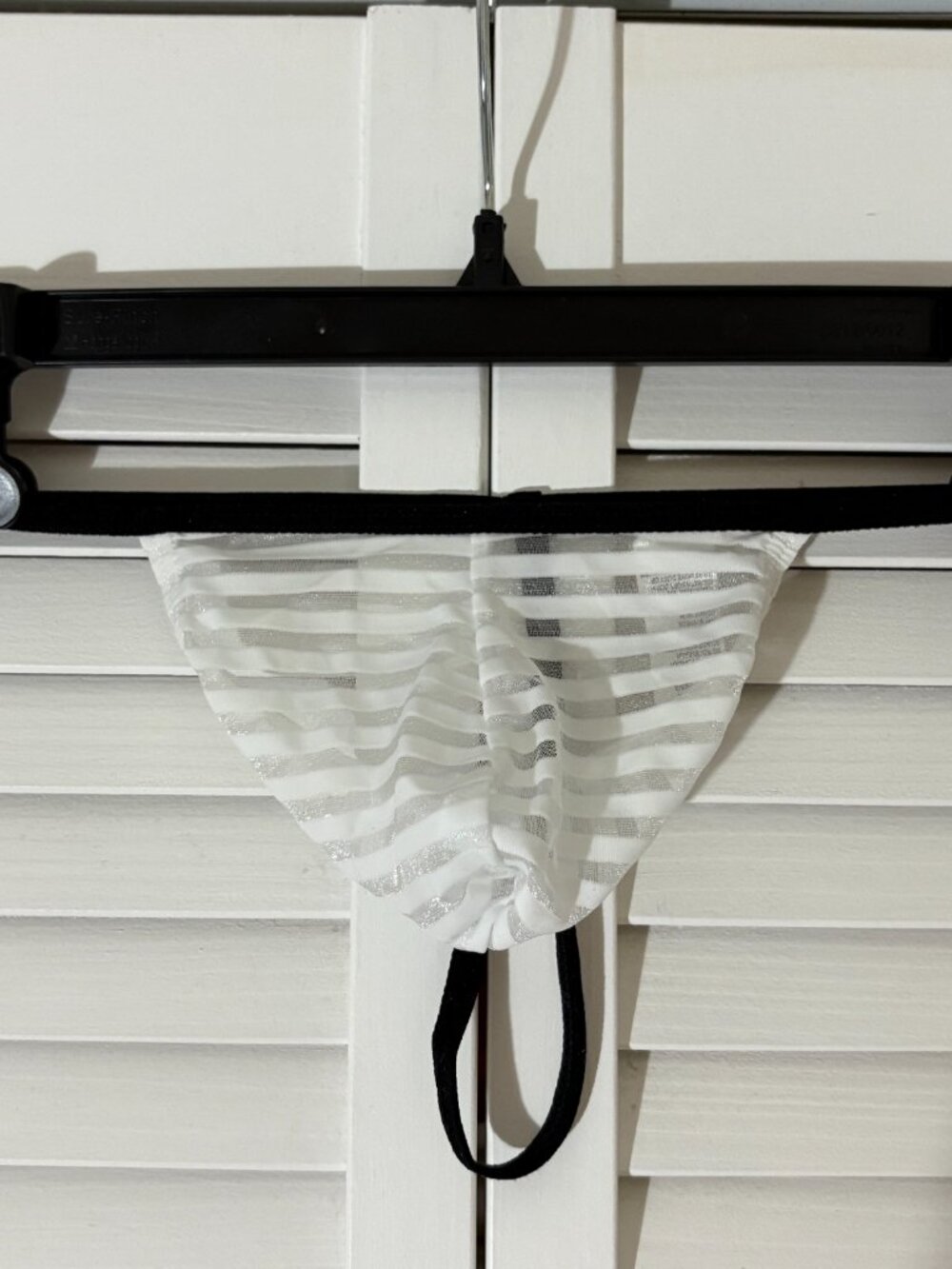 Mesh Stripe G-String -- White/Black